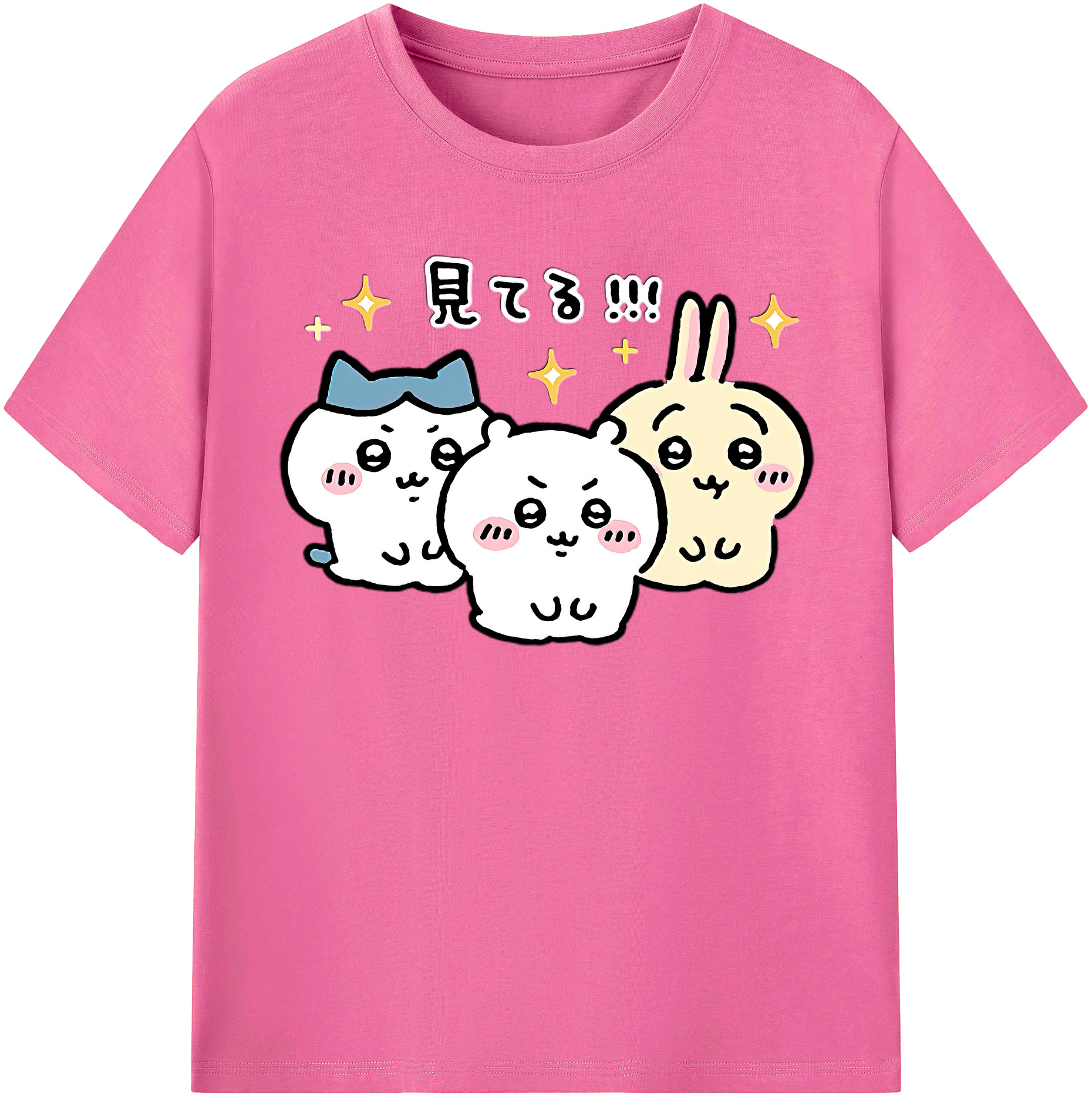 （画像用） ちいかわ ハチワレ Chii-kawa hachiware レディースカジュアルプリントTシャツ（綿100％）